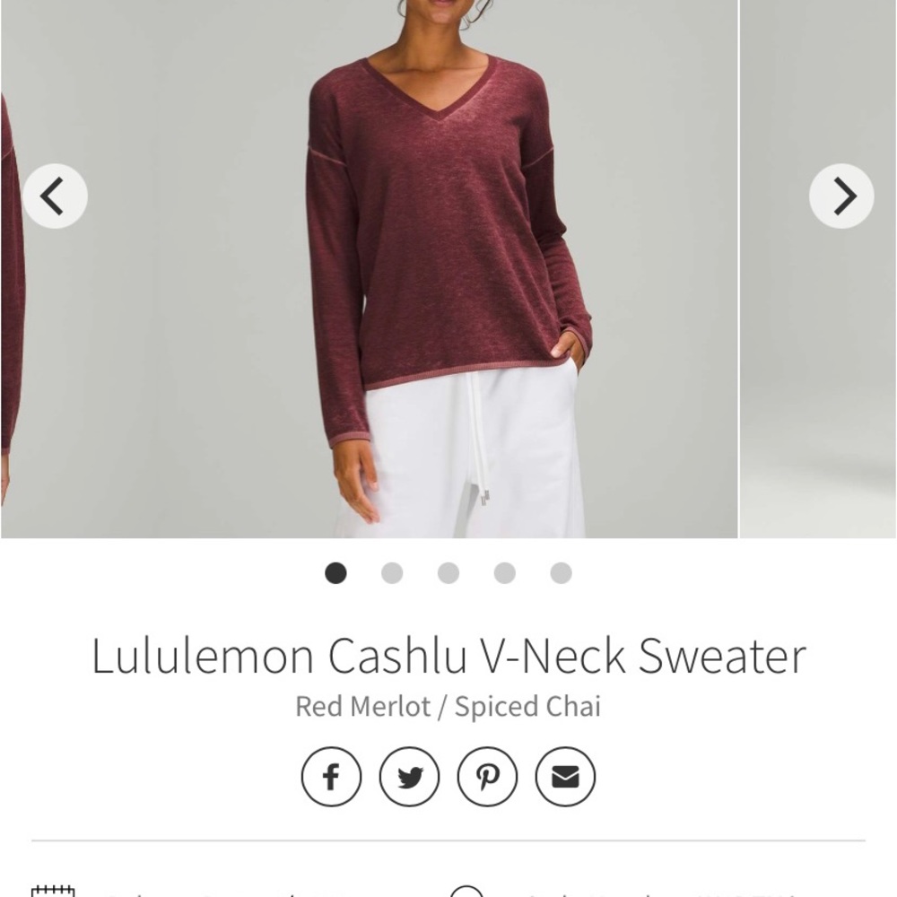 Lululemon Cashlu V Neck Sweater - Merlot